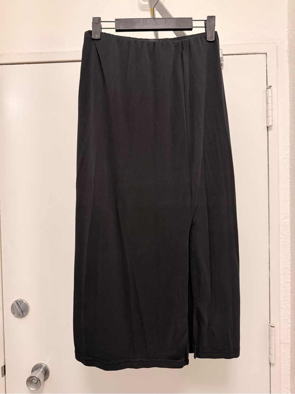 Women’s Black Side-Slit Midi Skirt